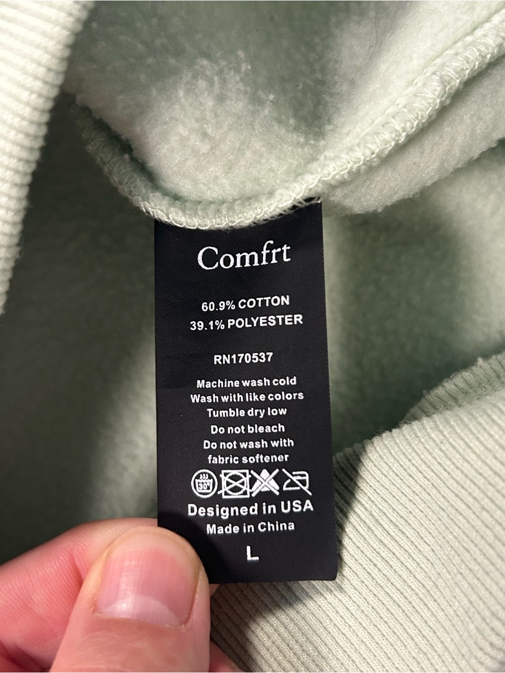 Comfrt Collection Womens Size Large Pastel Edit Mint Green Hoodie Sweatshirt - Picture 4 of 10